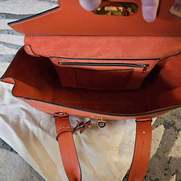 ESCADA Orange Leather and Suede Handbag - Picture 8 of 11